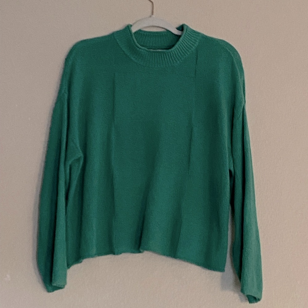 FP Beach Andy Pullover Kelly Green Sweater, Cropped, Boxy Oversized - Picture 10 of 10